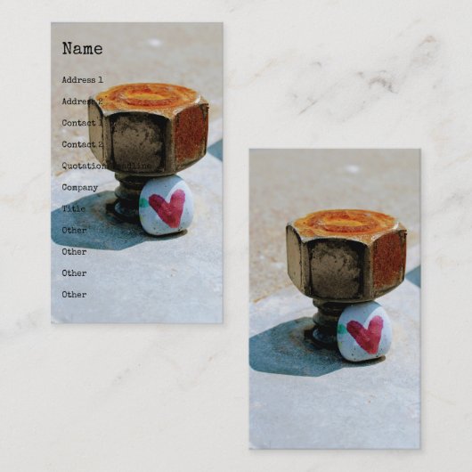 Verborgen Heart Rock en een Rusty Bolt Visitekaartje (Voorkant / Achterkant)