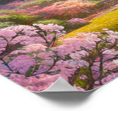 Verborgen houten heiligdom te midden van bloesems poster (Hoek)