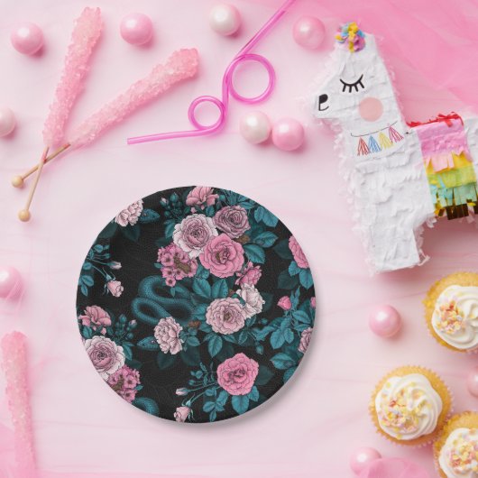 Verborgen in de rozen 2 papieren bordje (Feest)