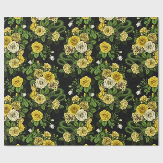 Verborgen in de rozen, geel en groen cadeaupapier (Vlak)
