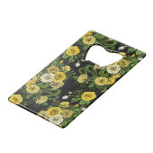 Verborgen in de rozen, geel en groen creditkaart flessenopener (Voorkant Gekanteld)