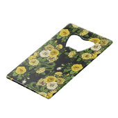 Verborgen in de rozen, geel en groen creditkaart flessenopener (Achterkant Gekanteld)