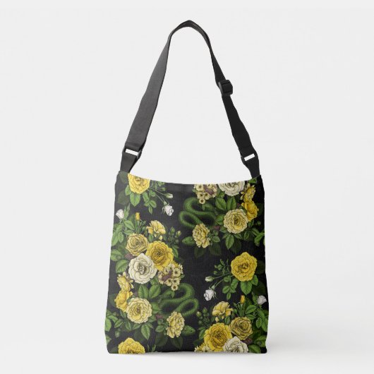 Verborgen in de rozen, geel en groen crossbody tas (Voorkant)
