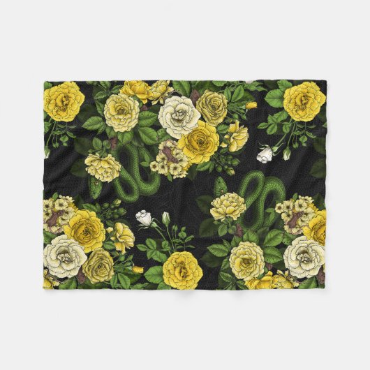 Verborgen in de rozen, geel en groen fleece deken (Voorkant (Horizontaal))
