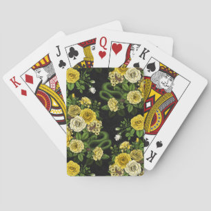 Verborgen in de rozen, geel en groen pokerkaarten