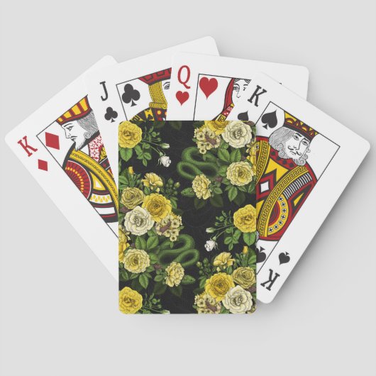 Verborgen in de rozen, geel en groen pokerkaarten (Achterkant)