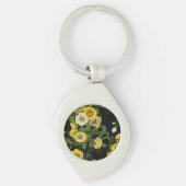 Verborgen in de rozen, geel en groen sleutelhanger (Voorkant)