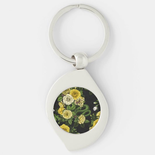 Verborgen in de rozen, geel en groen sleutelhanger (Voorkant)