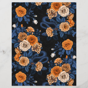 Verborgen in de rozen, oranje en blauw