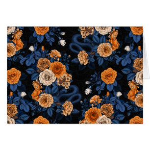 Verborgen in de rozen, oranje en blauw