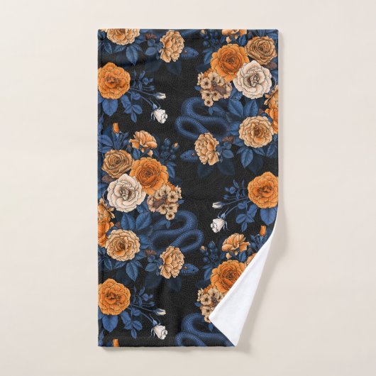 Verborgen in de rozen, oranje en blauw bad handdoek (Handdoek)