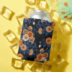 Verborgen in de rozen, oranje en blauw blikjeskoeler