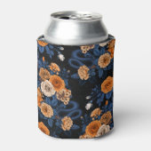 Verborgen in de rozen, oranje en blauw blikjeskoeler (Blikje Voorkant)