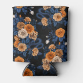 Verborgen in de rozen, oranje en blauw blikjeskoeler (Voorkant)