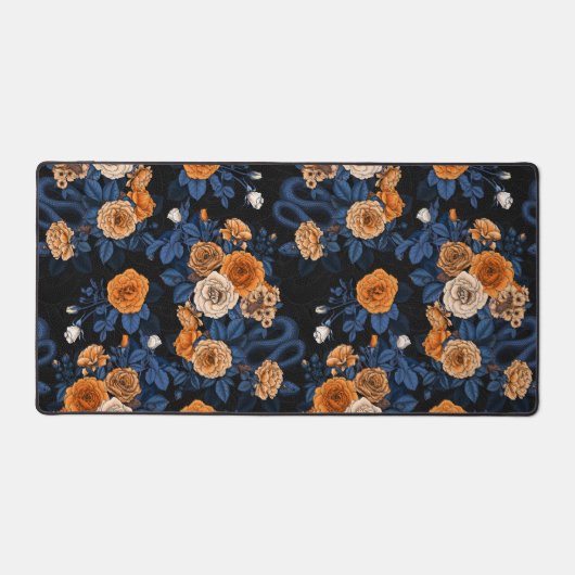 Verborgen in de rozen, oranje en blauw bureaumat (Voorkant)