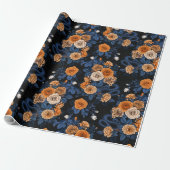 Verborgen in de rozen, oranje en blauw cadeaupapier (Uitgerold)