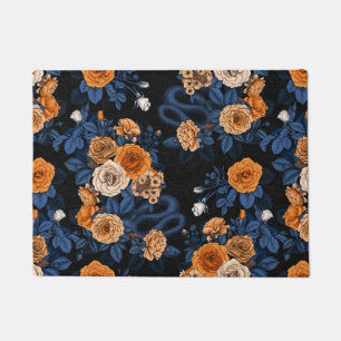 Verborgen in de rozen, oranje en blauw deurmat