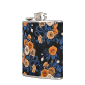 Verborgen in de rozen, oranje en blauw heupfles (Links)