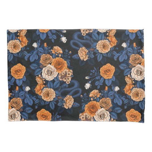 Verborgen in de rozen, oranje en blauw kussensloop (Voorkant-Links)