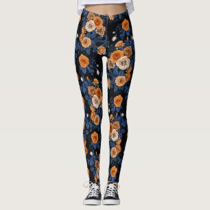 Verborgen in de rozen, oranje en blauw leggings