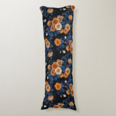 Verborgen in de rozen, oranje en blauw lichaamskussen (Voorkant Verticaal)