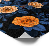 Verborgen in de rozen, oranje en blauw poster (Hoek)