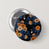 Verborgen in de rozen, oranje en blauw ronde button 5,7 cm (Voorkant /achterkant)