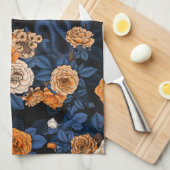 Verborgen in de rozen, oranje en blauw theedoek (Quarter Fold)