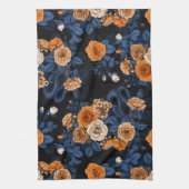 Verborgen in de rozen, oranje en blauw theedoek (Verticaal)