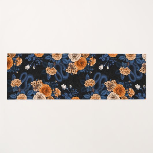 Verborgen in de rozen, oranje en blauw yogamat (Voorkant (horizontaal))