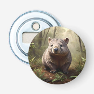 Verborgen in de Struik: een Aussie Wombat in het w Button Flesopener