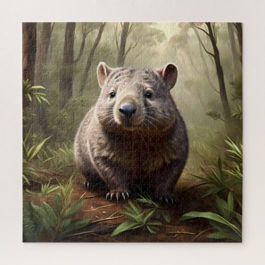 Verborgen in de Struik: een Aussie Wombat in het w Legpuzzel (Verticaal)
