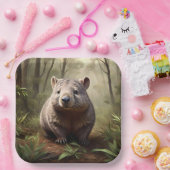 Verborgen in de Struik: een Aussie Wombat in het w Papieren Bordje (Feest)