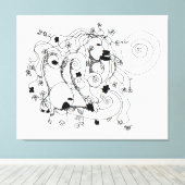 Verborgen in de tuin. - Inkt tekening Canvas Afdruk (Insitu (Houten vloer))