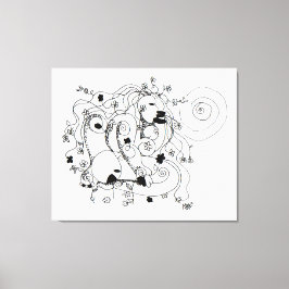 Verborgen in de tuin. - Inkt tekening Canvas Afdruk
