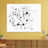 Verborgen in de tuin. - Inkt tekening Canvas Afdruk (Insitu (Woonkamer))
