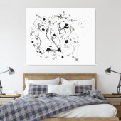 Verborgen in de tuin. - Inkt tekening Canvas Afdruk (Insitu (Slaapkamer))