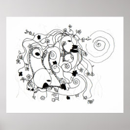Verborgen in de tuin. - Inkt tekening Poster
