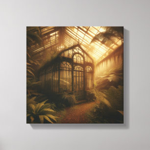 Verborgen Jungle GlasHuis Badend in Gouden Licht Canvas Afdruk