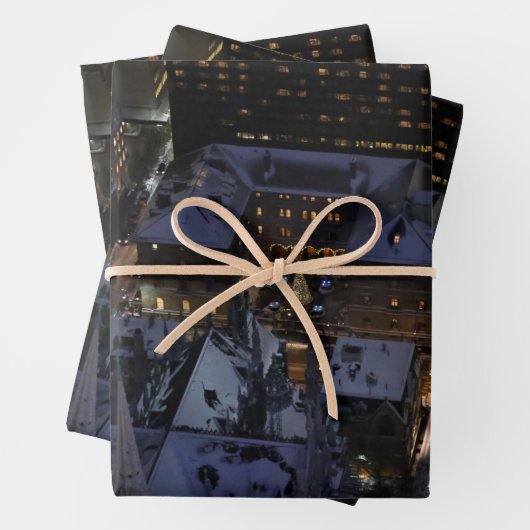 Verborgen kerstboom in Manhattan bij nacht Inpakpapier Vel (In situ)