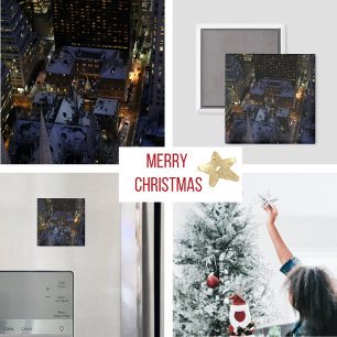 Verborgen kerstboom in Manhattan bij nacht Magneet