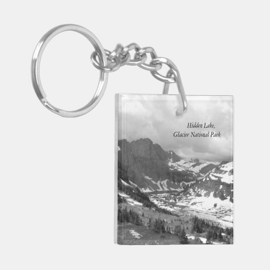 Verborgen Lake Glacier Nationaal Park Zwart Wit Sleutelhanger (Voorkant Links)