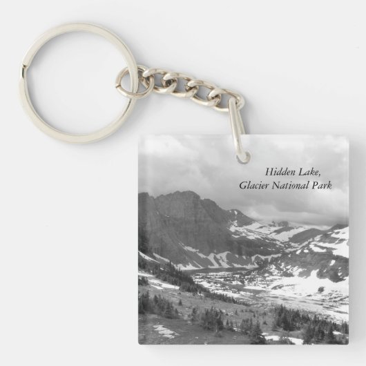 Verborgen Lake Glacier Nationaal Park Zwart Wit Sleutelhanger (Voorkant)