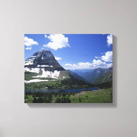 Verborgen meer, alpenweiden, rotsstrata en timb canvas afdruk (Voorkant)