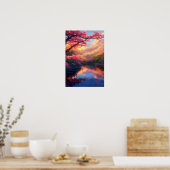 Verborgen meer omarmd door majestueuze bergen poster (Keuken)