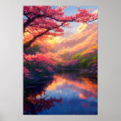 Verborgen meer omarmd door majestueuze bergen poster (Voorkant)