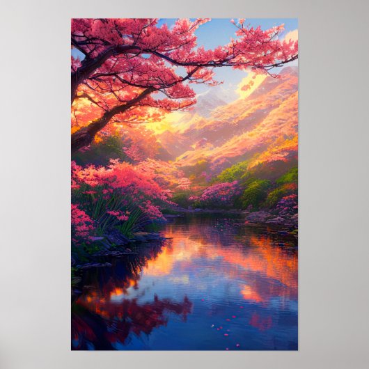 Verborgen meer omarmd door majestueuze bergen poster (Voorkant)