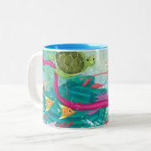 Verborgen oceaanschatten tweekleurige koffiemok (Voorkant links)