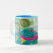 Verborgen oceaanschatten tweekleurige koffiemok (Voorkant links)