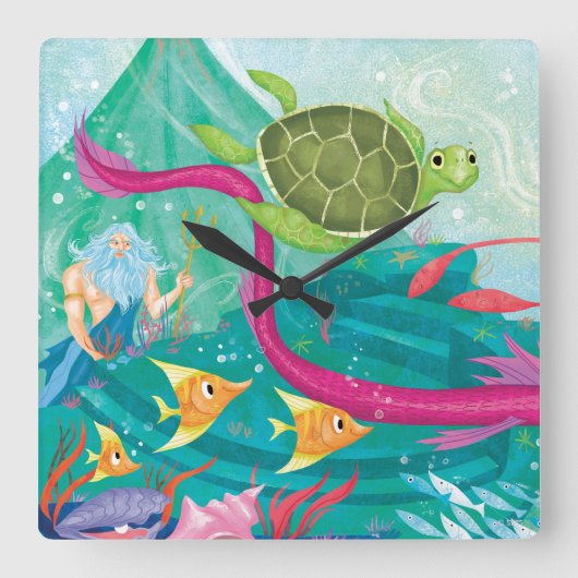 Verborgen oceaanschatten vierkante klok (Voorkant)